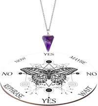 Blulu Pendulum and Board Wooden Dowsing Set Crystal Necklace Wiccan - White