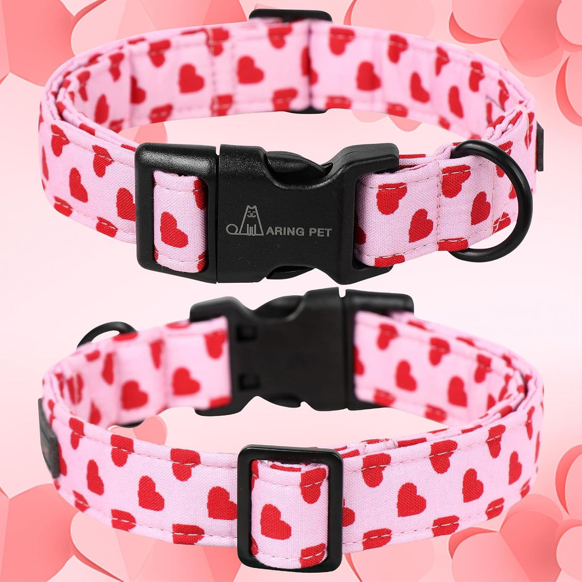 ARING PET Halloween Dog Collar-Cute Fall Dog Collar for Small Dogs - X-Small / Valentine-Pink Red Heart - image 2