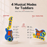 Toddler Guitar Toy, Kids Guitar and Piano with Lullaby Projector - Blue - image 4