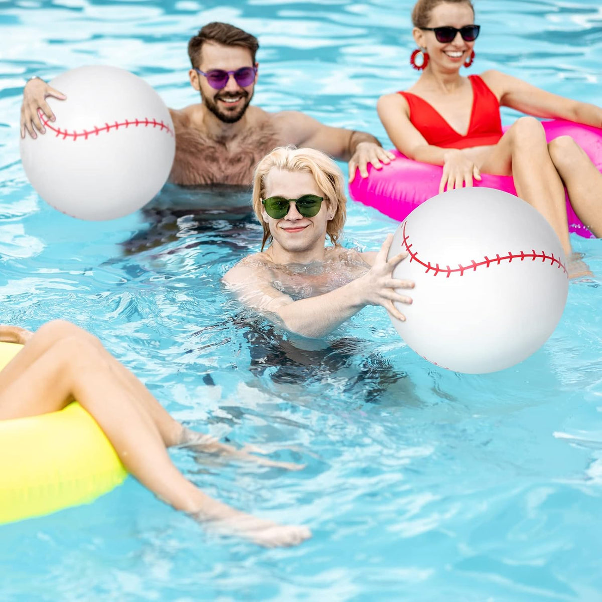 Lewtemi inflatable baseball set with 4 blow-up bats and 2 baseball-print beach balls - view 21