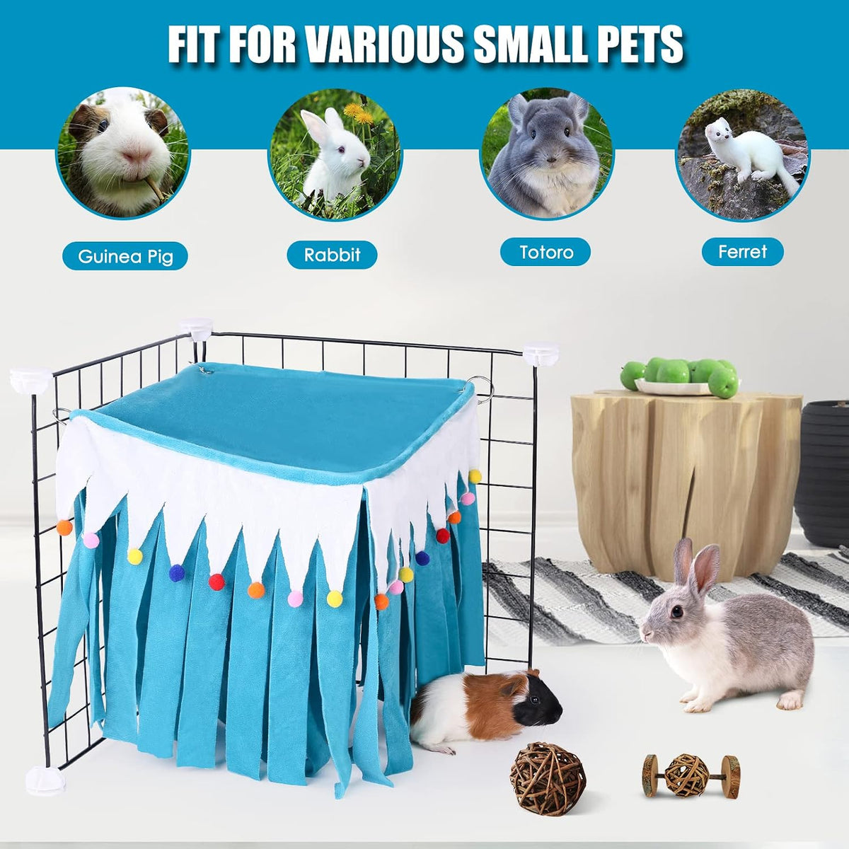 Guinea Pig Hideout, Guinea Pig Corner Hideout - Blue / 15.1"L x 16.1"W x 10.2"Th - image 4