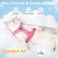 Cat Harness and Leash Set, Escape Proof and Adjustable - Strawberries Pink / M (Chest: 12 - 19") - image 2