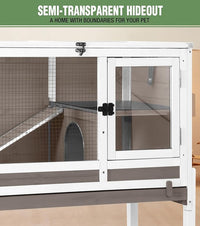 GUTINNEEN Guinea Pig Cage Rabbit Cage Indoor with Chew-Proof Edges, Clean Deep Tray, Leakproof PVC Layer, Small Animals Cage with Adjustable Legs - Brown