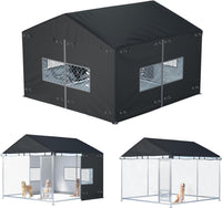 Outdoor Dog Kennel Cover 10'W x 10'L Replacement Covers - Black / 6.7'W x 6.7'L x 5.8'H