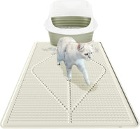Rubber Cat Litter Mat Litter Box Mat - Pearl / XXL-38" x 25" Thickened