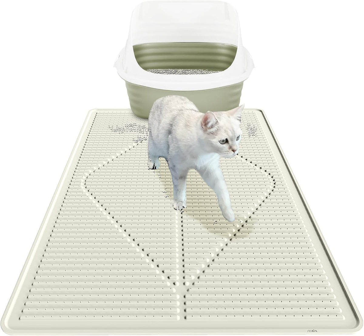 Rubber Cat Litter Mat Litter Box Mat - Pearl / XXL-38" x 25" Thickened