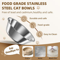 Elevated Cat Bowls, 2P Raised Cat Food and Water Bowl Set for Indoor Cats, Splash Proof with 2 - 2P Cat Bowls - Blue - image 2