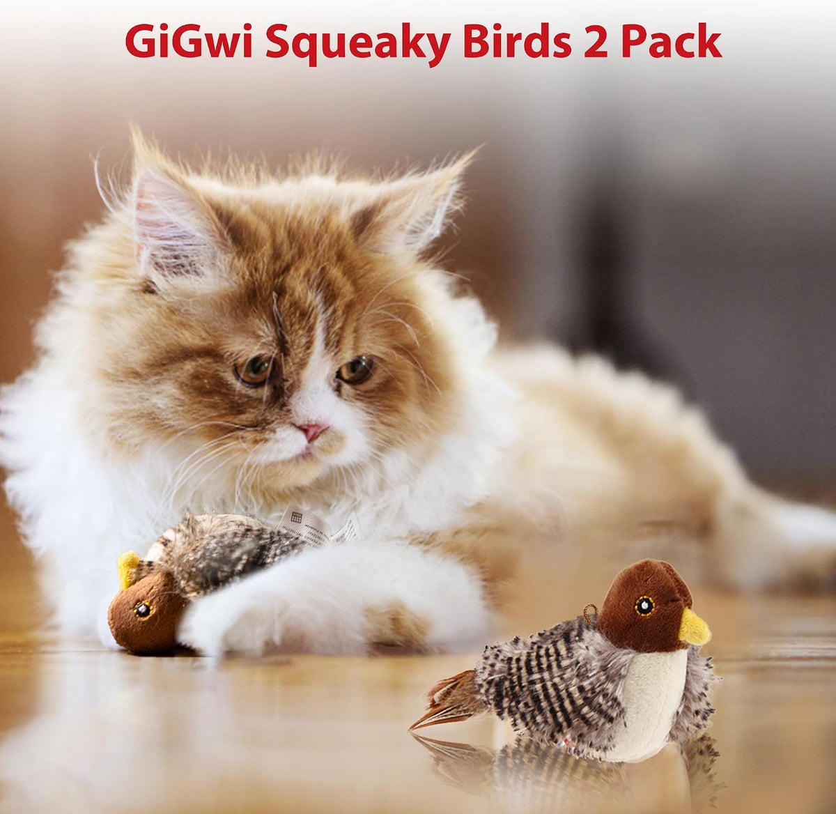 GiGwi Interactive Cat Toys Squeaky - 2 Pack of Birds - image 2