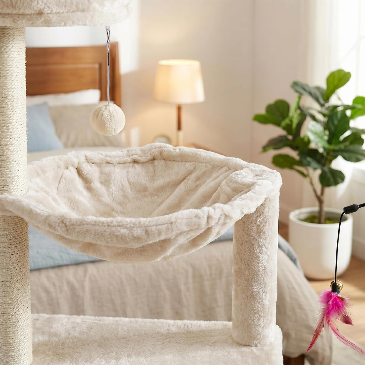 YUNIQUE Cat Tree with Cat Condo and Big Hammock, Grey – Essentials for Cats - 288 White - image 4