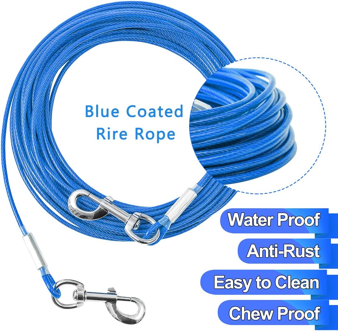 10/15/20/25FT Dog Tie Out Cable - Blue / 125Ibs 20ft - image 4