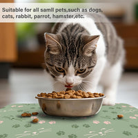 Patterned Cat & Dog Bowl Mat for Food and Water - Small (12" x 20") / Light Green-catpaw - image 3