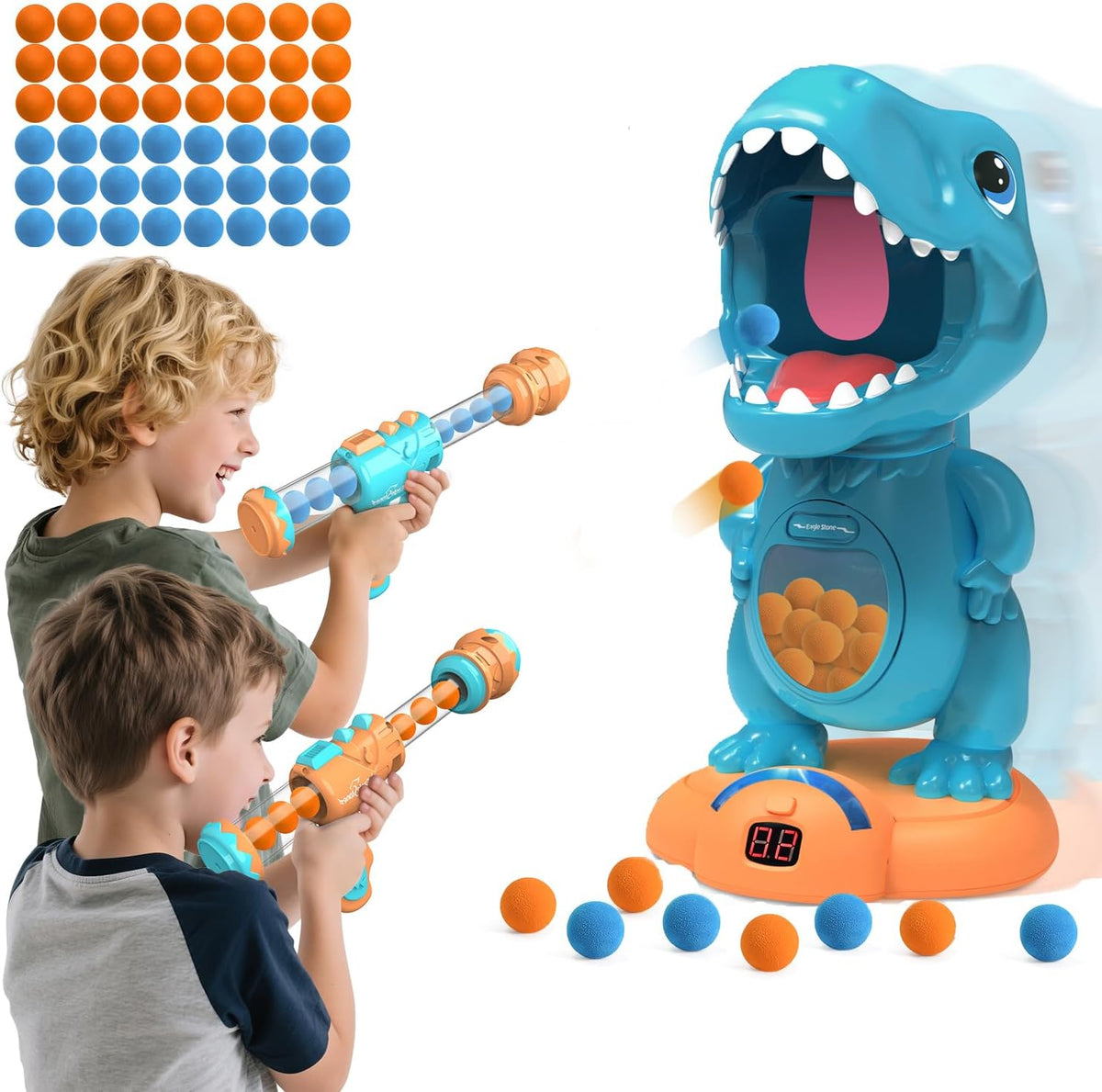EagleStone T-Rex Dinosaur Shooting Target Game Toys with Air Power - 7b-blue