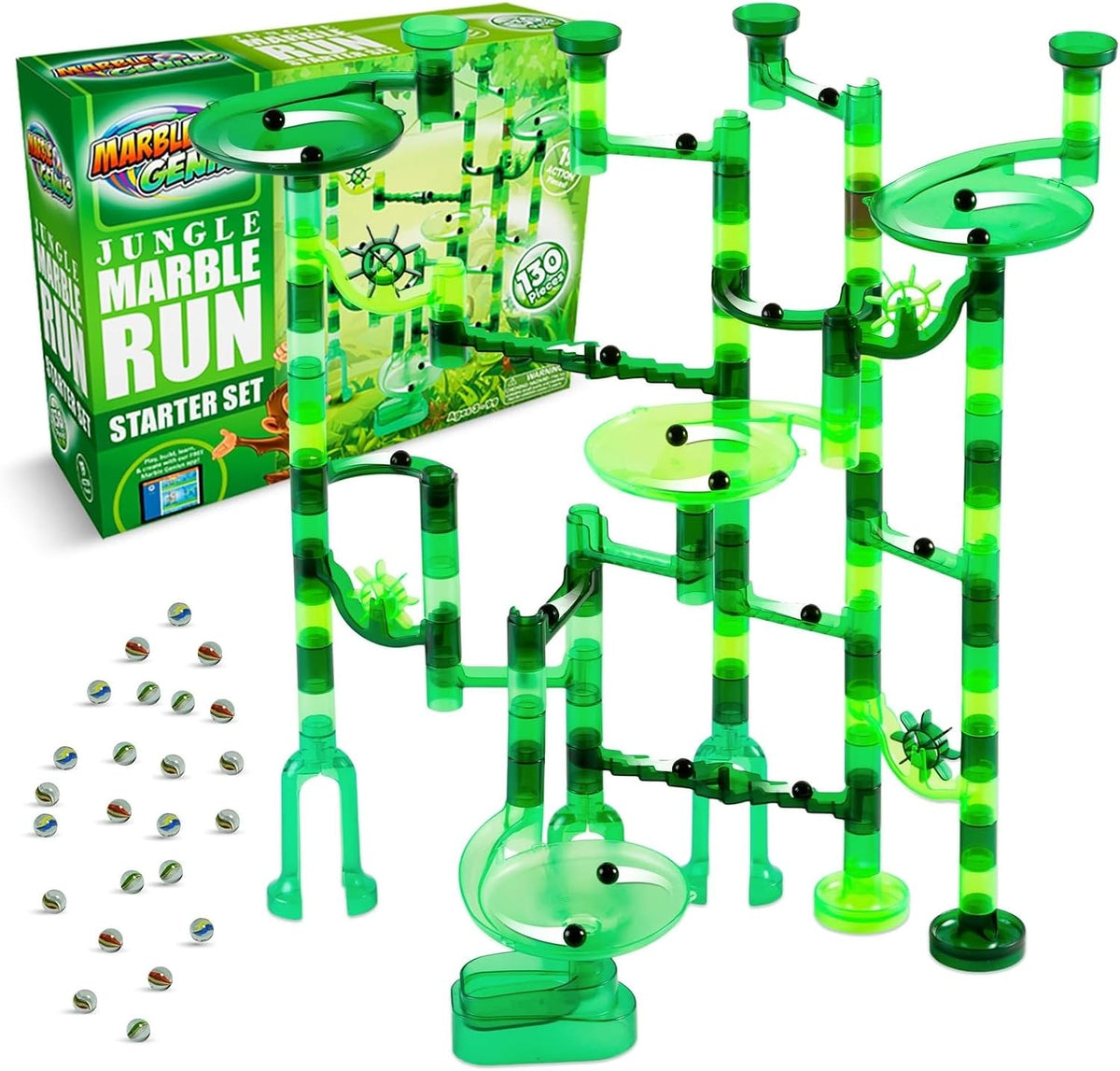 Marble Genius Marble Run Starter Set STEM Toy for Kids Ages 4-12 – Fun for Kids & Family - Jungle