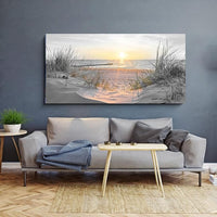 Yxbhhym-Large Wall Decor Living Room Black and White Sunset Beach Wall Art Ocean Picture Print Coastal Decor Seascape Artwork Sea Painting Poster Bedroom Wall Art Framed Office Home Decor