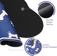 Dog Cat Food Mat, Rapid Absorbent Pet Feeding Mat - 29"L x 17"W / Bone Shaped Blue2 - image 3