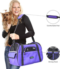 JESPET Soft-Sided Airline-Approved Dog & Cat Carrier Travel Bag – Essentials for Cats - 17.0"L x 9.0"W x 11.5"H / Purple - image 3