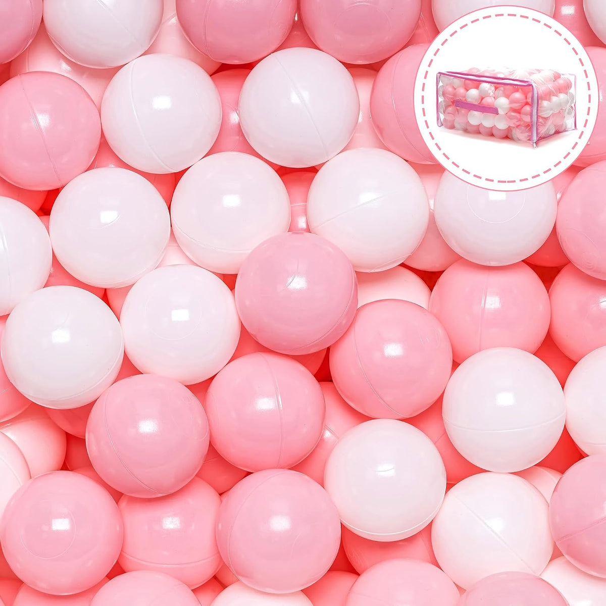 Vanland Ball Pit Balls, Plastic Playpen Balls for Babies Toddlers and Kids – Fun for Kids & Family - White+pink / 100 Balls - image 2