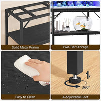 30 Gallon Fish Tank Stand, Aquarium Stand with 2-Tier Storage Shelves, Heavy Duty Breeder Turtle Terrarium Stand Rack for Home Office, 30.0" L x 11.8" W x 24.4" H, Black FTBK3001