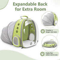Expandable Cat Carrier Backpack with Bubble Window - LightGreen - image 3