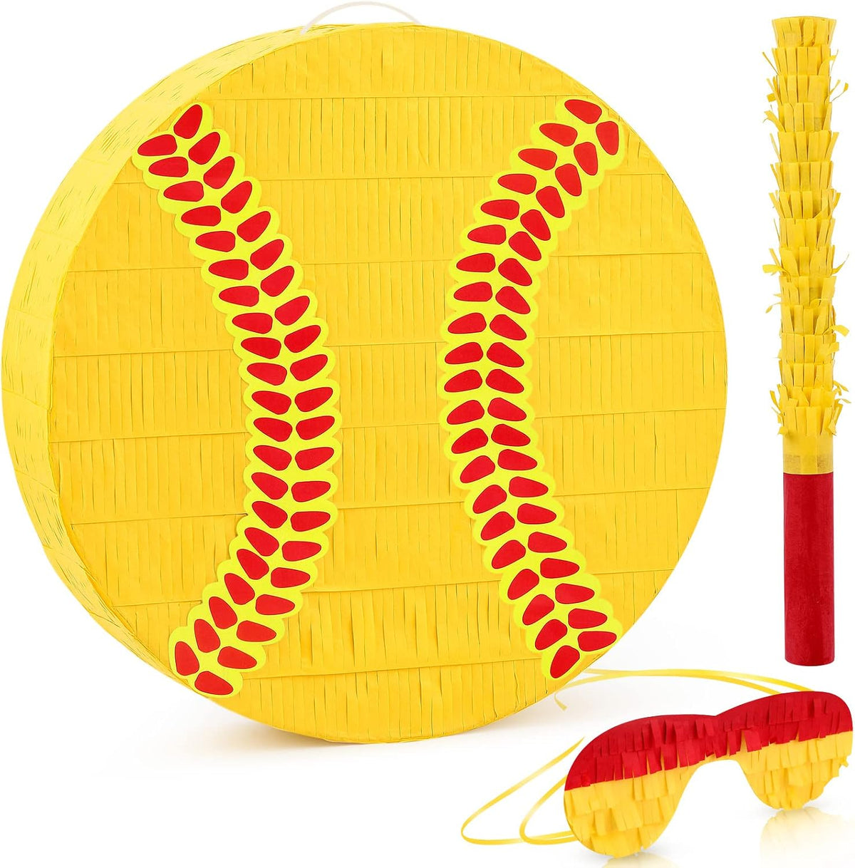 3 Pcs Soccer Ball Piñata with Blindfold Stick Soccer Birthday Party - Softball