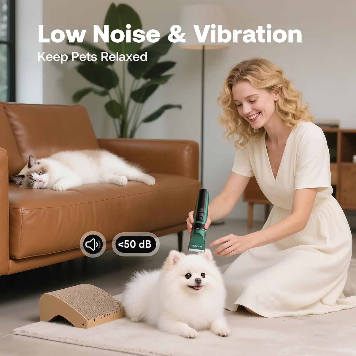 HEAPETS Dog Grooming Clippers, Low Noise, Electric Quiet - Green - image 4