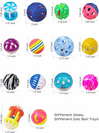 10-Pack Cat Toy Balls with Bells for Kittens and Cats (1.5'' - 2.2'', Cat Toys Mega Set)