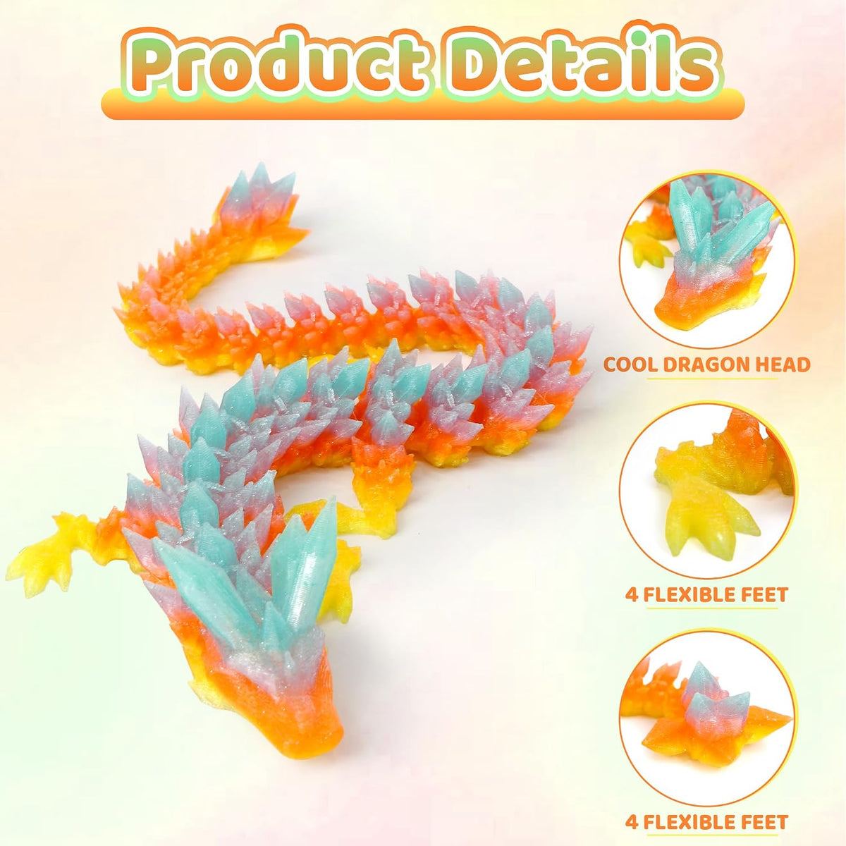 3D Printed Dragon Egg, Large 12" for Kids, Dragon Lovers - Crystal Rainbow M - image 3