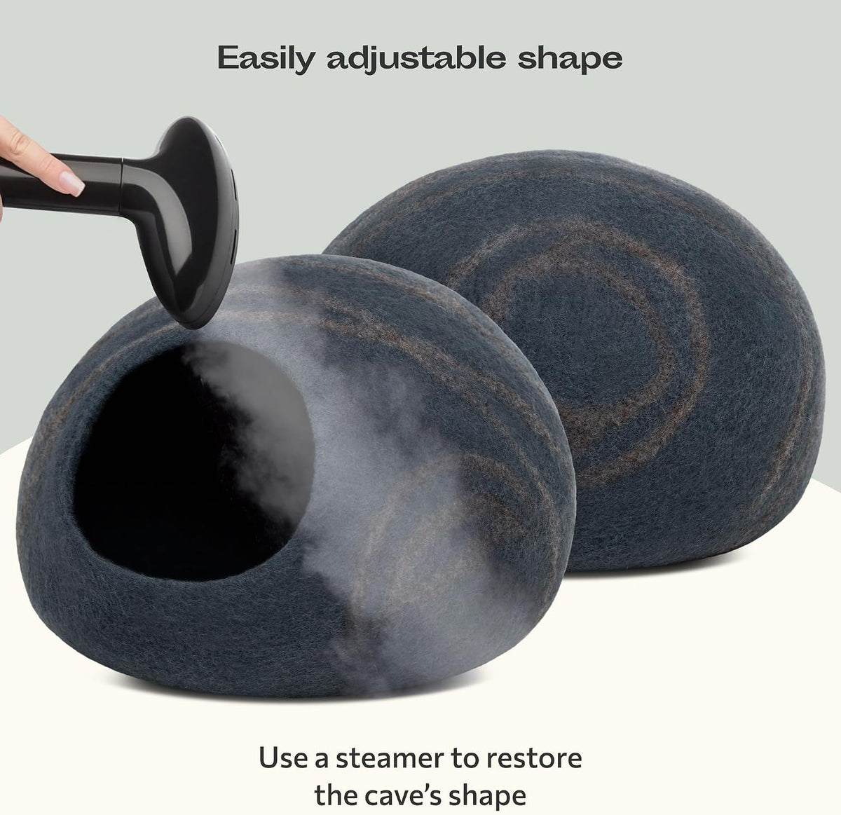 Cat Cave, New Zealand Wool Bed for Indoor Cats - Slate Gray / Large - image 4