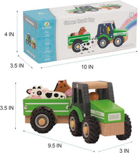Wooden Tractor Toys for Toddlers 1-3, Kids Vehicle Hand Push Car - image 3