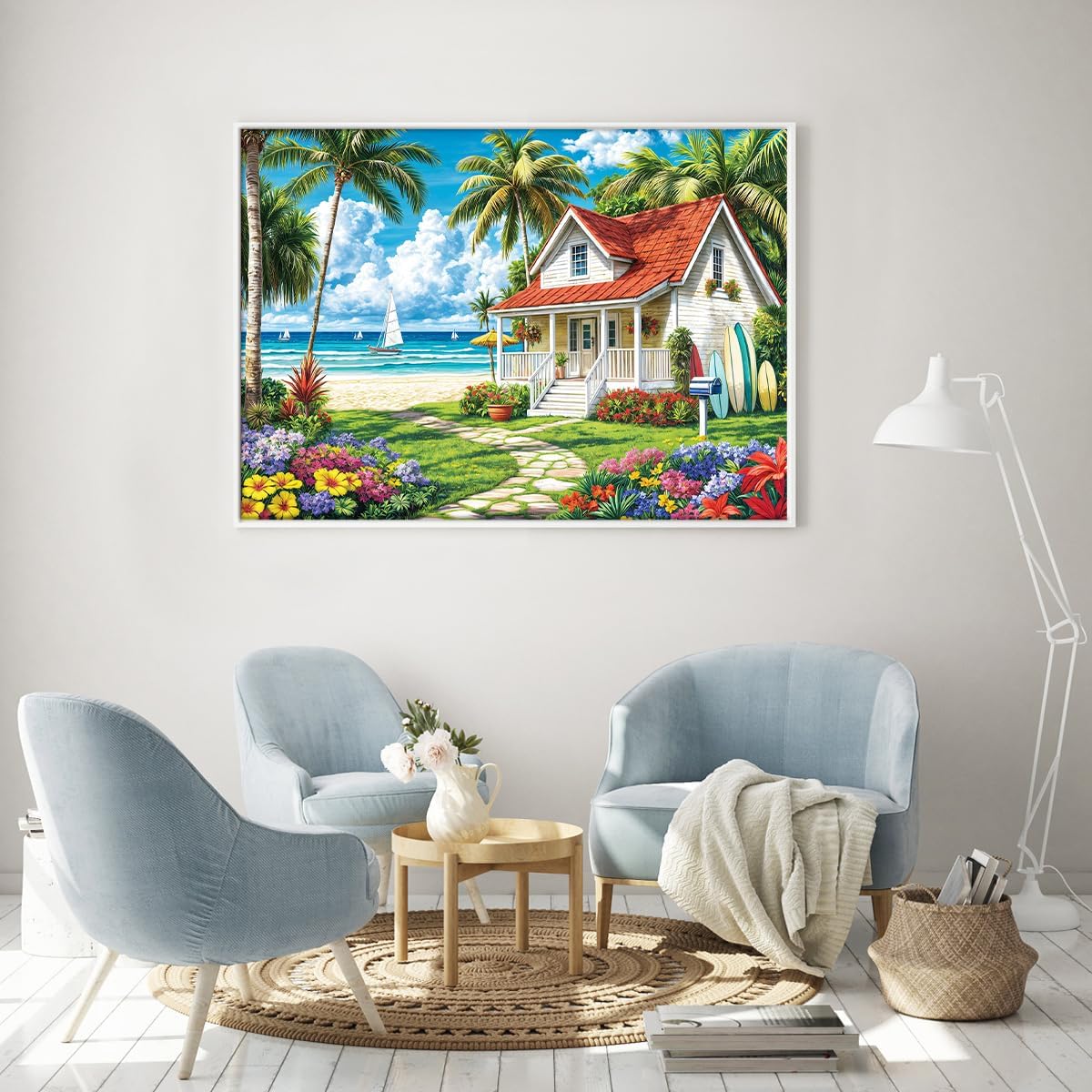 1000 Piece Jigsaw Puzzle, French Riviera Flower Market - Beach Surfing - image 4