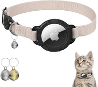 AirTag Cat Collars, Stretchy Collar with Air Tag Holder and Bell – Essentials for Cats - Khaki