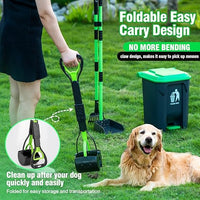 MXF Pooper Scooper Set - 28" Dog Pooper Scooper & Long Handle Stainless Metal Tray&Rake, 15 Litre Step Dog Poop Trash Can w/Removable Inner Bucket, 20 Waste Bags for Outdoors