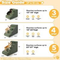 Dog Stairs for Bed & Couch, 18" H 4-Step Pet Ramp for Small Dogs - Green / 4 / Standard 18" Height - image 2