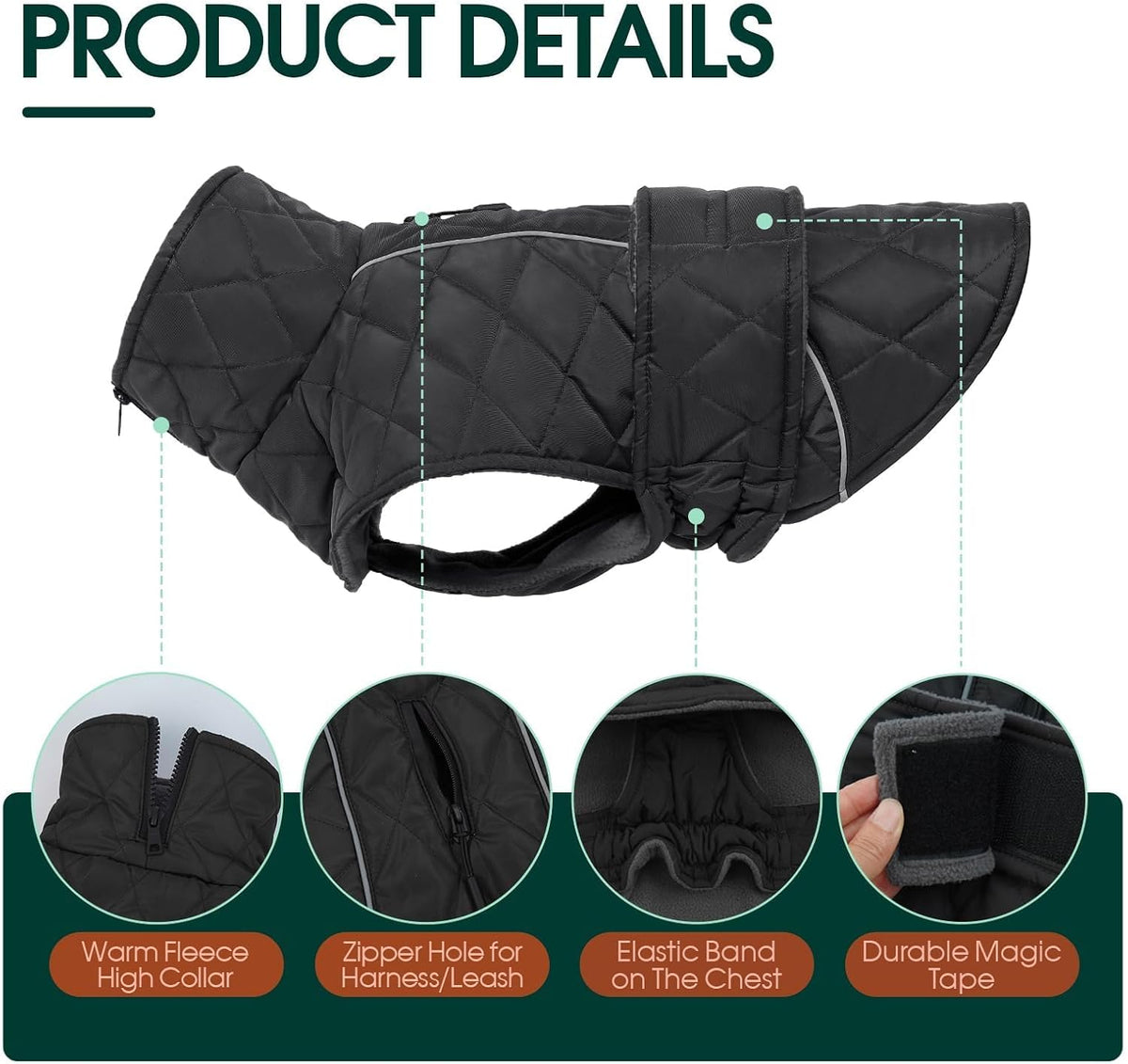 Kuoser Large Dog Coat, Fleece Lined Dog Winter Jacket with Harness Hole, L – Essentials for Dogs - Xx-large (Chest: 29.92" - 35.43") / Silver Grey - image 3