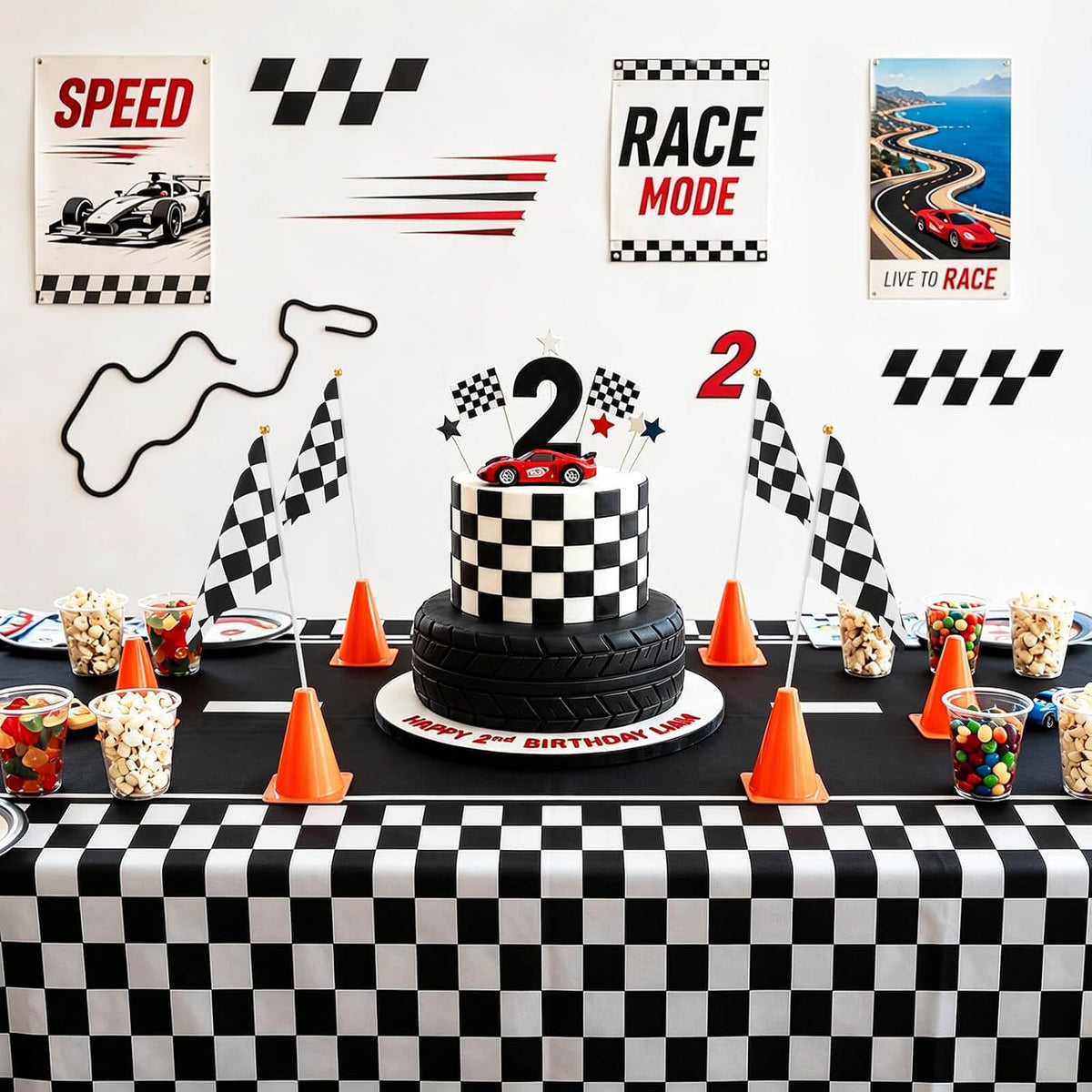 Piokio 20 Pack 8"x5.5" Black and White Checkered Racing Stick Flag - image 3