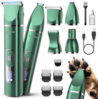 oneisall 4 in 1 Dog Grooming Kit with LCD Display – Essentials for Dogs - Green