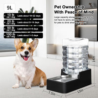 2.4Gallon Dog Water Bowl Dispenser for Dogs:Leak Resistant Waterer – Essentials for Dogs - Black without Filter / 9L - image 2