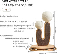 Cactus-Shaped Cat Scratching Post with Cat Scratcher, Interactive Toy Balls, Handmade with Natural Materials, Cute Cat Scratching Post, Easy-to-Clean Cat Furniture