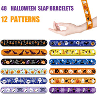 CCINEE Halloween slap bracelets, 48 pack with pumpkin, bat, skull and ghost designs - view 3