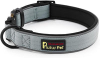 Plutus Pet Tactical Dog Collar, Reflective, Adjustable Heavy Duty Dog Collar, Soft Padded and Comfortable, for Small Medium and Large Dogs (Gray, XL)