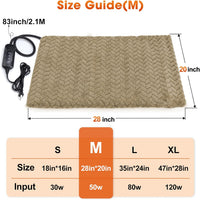 Heated Cat Bed, Waterproof Cat Heating Pad with Timer Temperature Adjustable, Indoor Heated - Brown / Medium(28"x20") - image 4