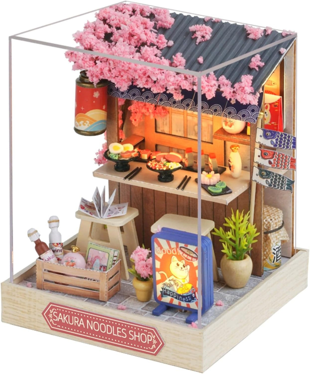 OZJAY Warm Christmas Lodge miniature house kit for adults with LED lights