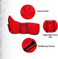 Quilted waterproof windproof dachshund coat with fleece lining and reflective piping - view 3