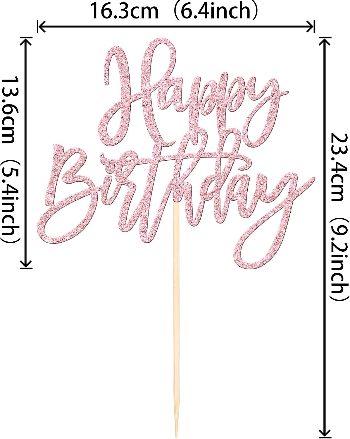 ZHUOWEISM 1 PCS Gold Happy Birthday & Anniversary Cake Topper – Fun for Kids & Family - Light Pink - image 2