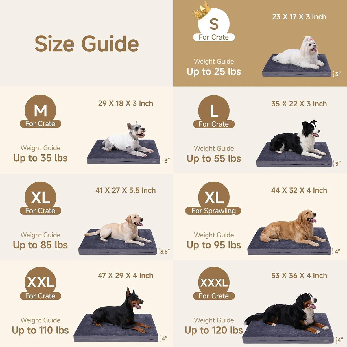 Waterproof Dog Crate Bed Pad - Dark Grey / 23"W x 17"L x 3"H - image 2