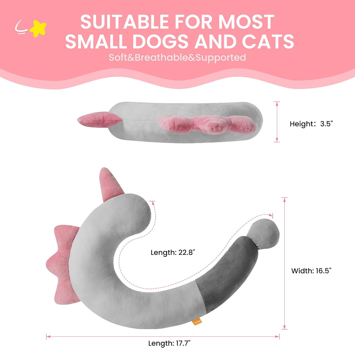 Dog Calming Pillow-Soft Neck Pillow for Dogs - Pink - image 4