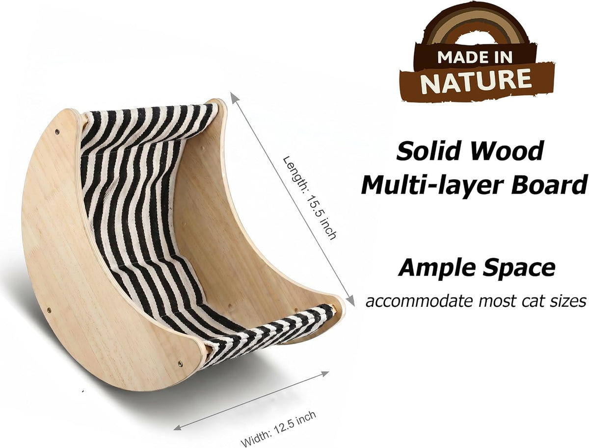 Cat Window Perch, Plywood Moon Bed with 4 Heavy-Duty Suction Cups – Essentials for Cats - stripe - image 3