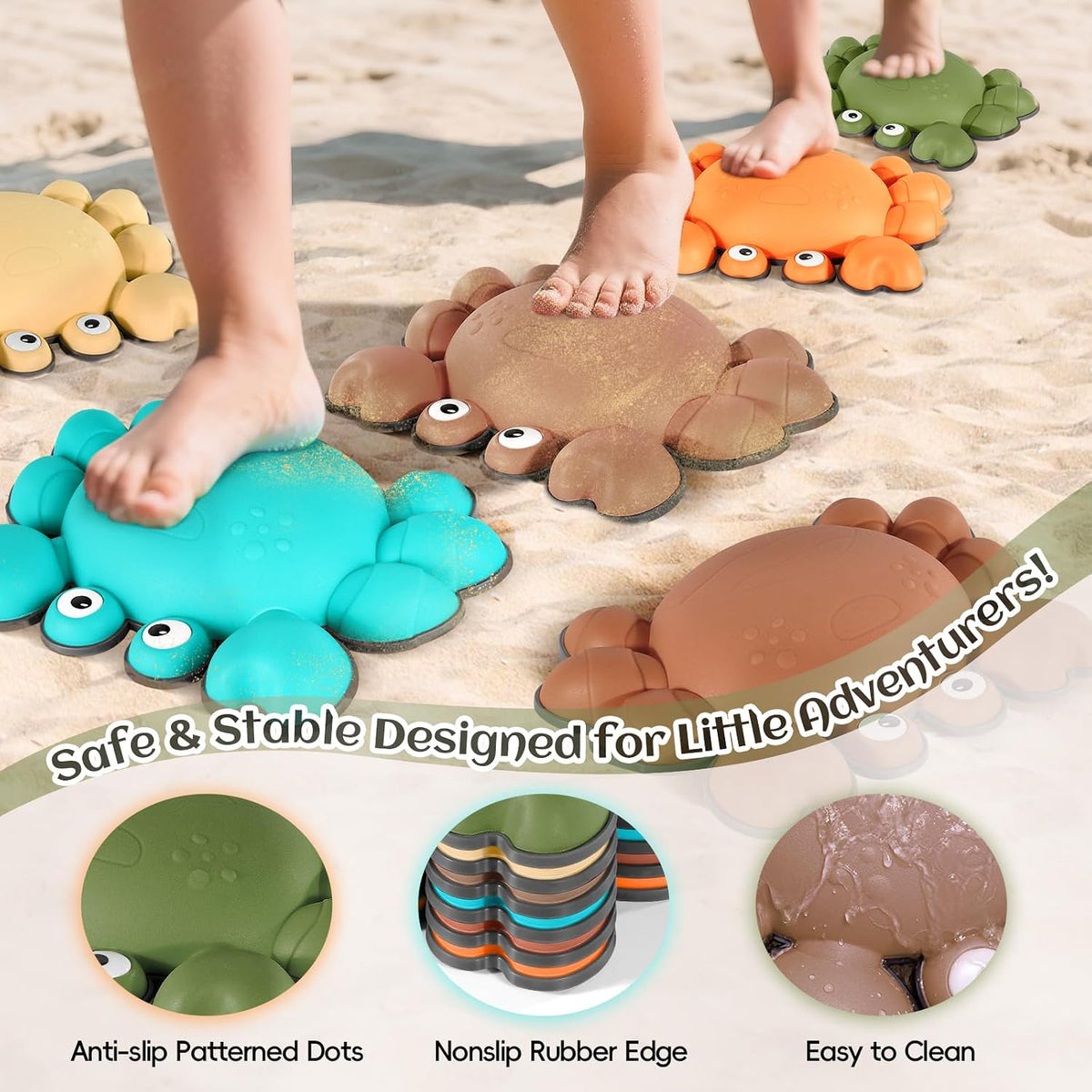 TOPNEW crab balance stepping stones for kids in bright colors, set of 6 - view 11