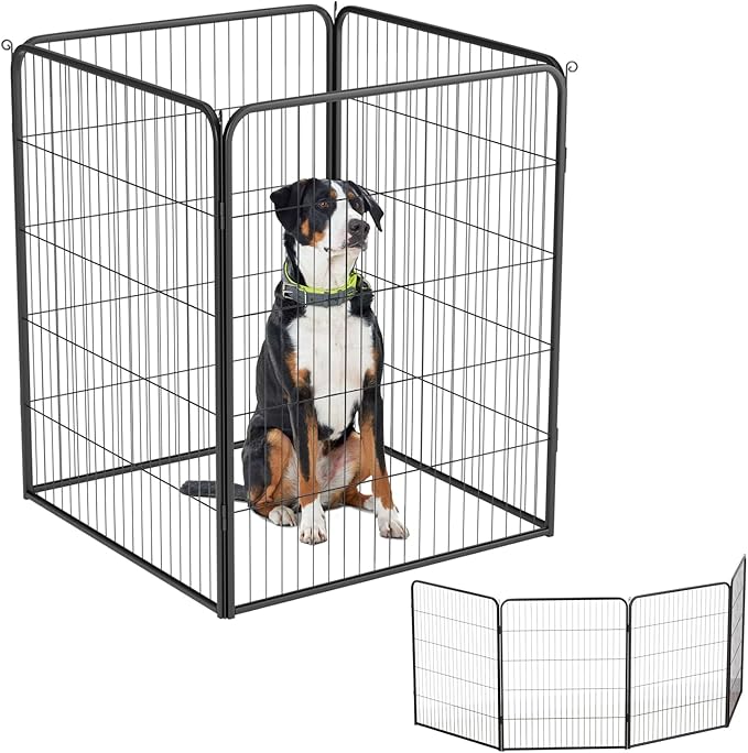 BestPet Dog Playpen Indoor 40 inch 4 Panels Metal Dog Pen Pet Dog Fence Outdoor Exercise Pen with Doors,Pet Puppy Playpen for RV Camping Yard, Black