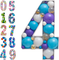 28 inch DIY Mosaic Balloon Number 1 Frame, Party Backdrop Decor – Fun for Kids & Family - Number 4